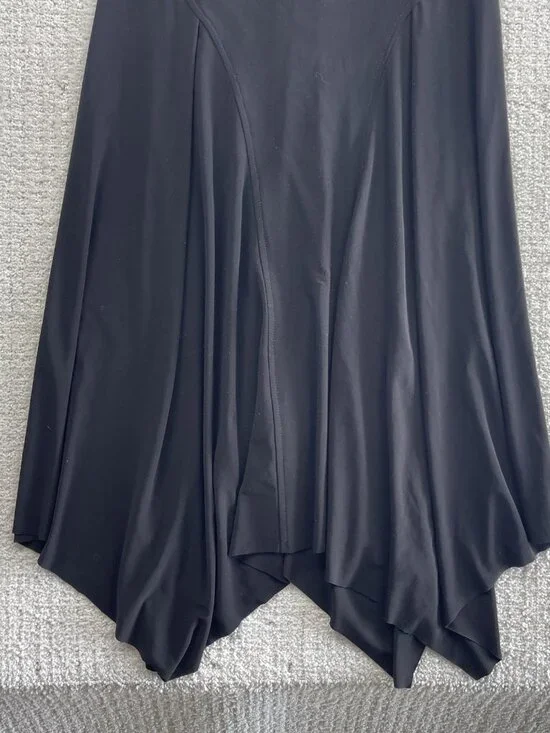 Joseph Ribkoff Midi Dress Black Sz 10 Asymmetrical Witchy Goth Avant-Garde - Picture 3 of 8